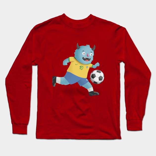 Cute Monster Soccer Player for Sports Lovers Long Sleeve T-Shirt by sukanta4878